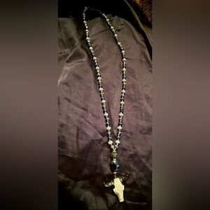 Elegant Black and Silver Beaded  Cow Necklace